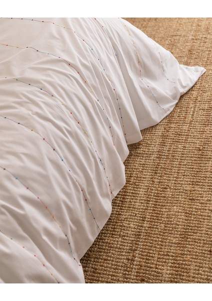 Estampe King Size %100 Pamuk Ranforce Nakışlı Nevresim Takımı - Beyaz modelleri