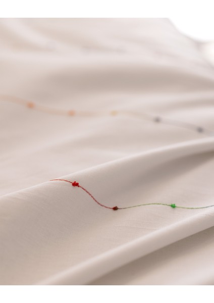 Estampe King Size %100 Pamuk Ranforce Nakışlı Nevresim Takımı - Beyaz