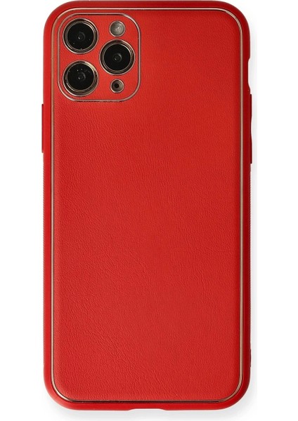 iPhone 11 Pro Kılıf Coco Deri Silikon Kapak - Kırmızı