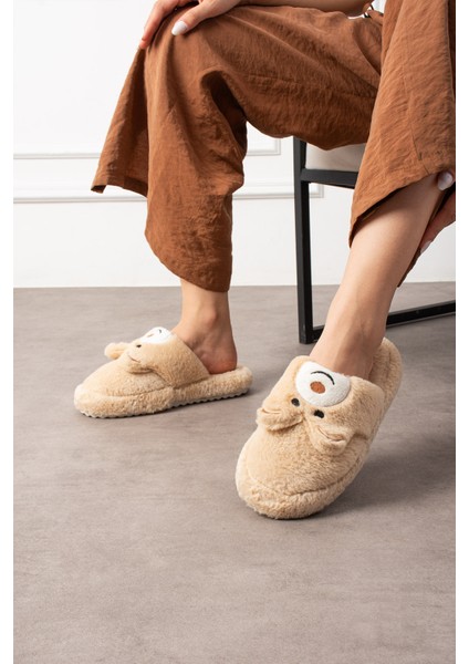 Kadın Ev Terliği Ayıcık Figürlü Peluş Ev Terliği Ses Yapmaz Taban Sıcak Şık Tasarım fiyatları