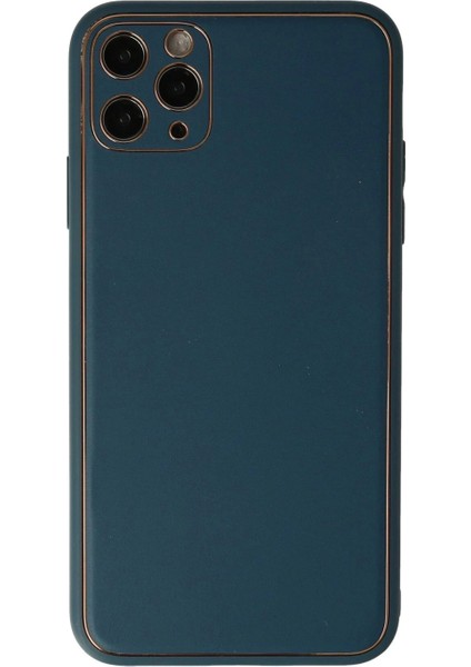 iPhone 11 Pro Kılıf Coco Deri Silikon Kapak - Mavi