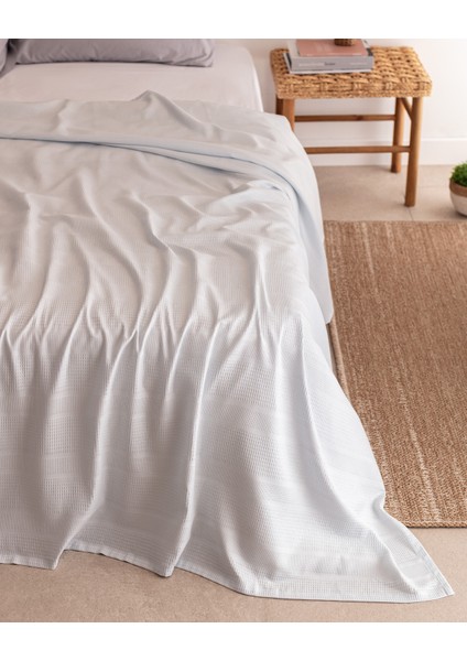 Mathilda Çift Kişilik %100 Pamuk Karde Düz Pike - Açık Mavi modelleri