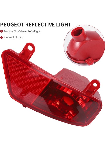 Araba Arka Tampon Sis Farları Yansıtıcı Işıklar Peugeot 3008 2009 2010 2011 2012 2013 2014 2015 5.0 2 R (Yurt Dışından) modelleri