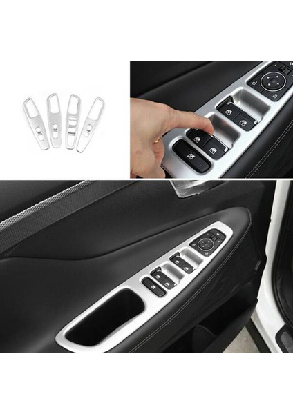 Karbon Fiber Cam Kaldırma Anahtarı Düğme Kapağı Trimler Kapı Kol Dayama Paneli Çerçeve-Hyundai Santa Fe 2019-2021 (Yurt Dışından) modelleri