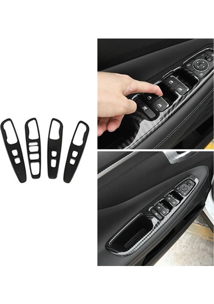Karbon Fiber Cam Kaldırma Anahtarı Düğme Kapağı Trimler Kapı Kol Dayama Paneli Çerçeve-Hyundai Santa Fe 2019-2021 (Yurt Dışından) fırsatları