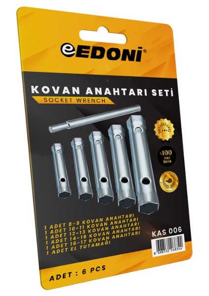 Edoni Iki Ağızlı Kovan Anahtarı Seti 6 Parça 8-17MM KAS006 fiyatları