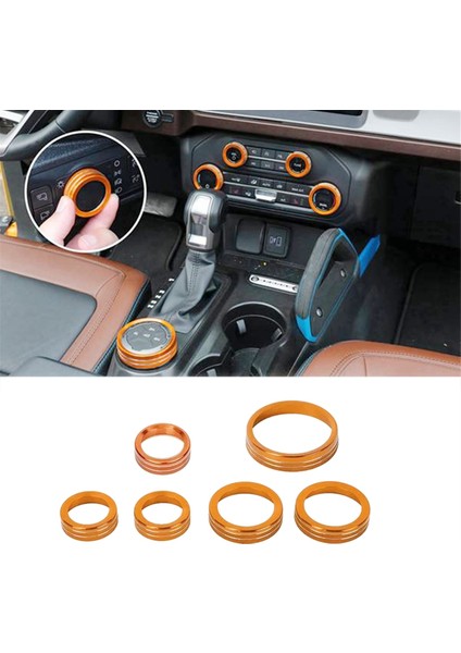 6 Adet Klima Radyo 4WD Far Düğmesi Halkası Klima Kontrol Anahtarı Dekoratif Halka Trim Ford Bronco 21-23 Için (Yurt Dışından) fiyatları