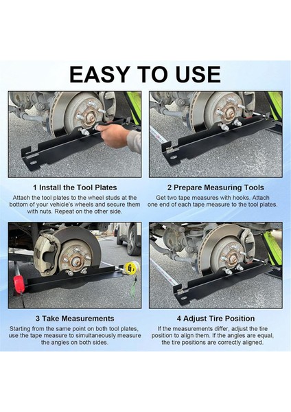 Evrensel Araba Tekerlek Hizalama Plaka Aracı Araba Ayak Tahtası Tekerlek Hizalama Aracı 2 Ölçüm Bandı ile Araba Suv Siyah (Yurt Dışından) fırsatları
