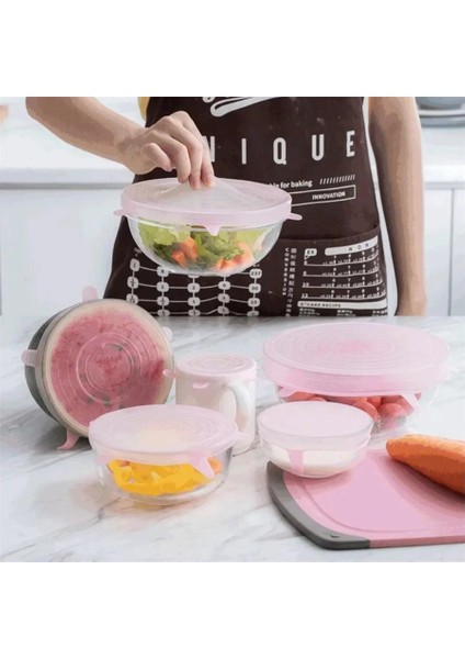 6'lı Taze Tutan Slikon Gıda Saklama Kapağı Tekrar Tekrar Kullanılabilir fiyatları