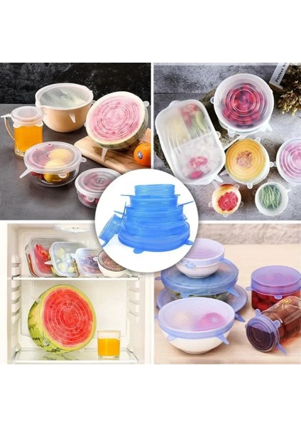 6'lı Taze Tutan Slikon Gıda Saklama Kapağı Tekrar Tekrar Kullanılabilir fırsatları