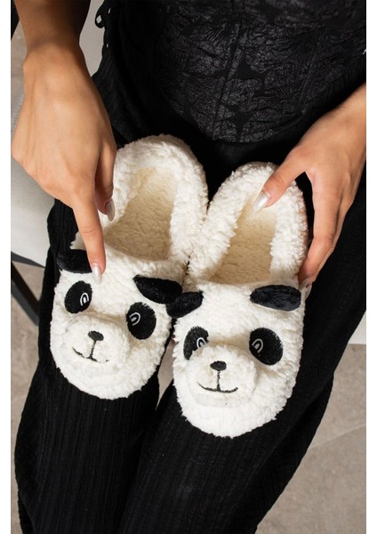 Kuzu Figürlü Kadın Yumuşak Ev Terliği Peluş, Kaydırmaz, Sevimli