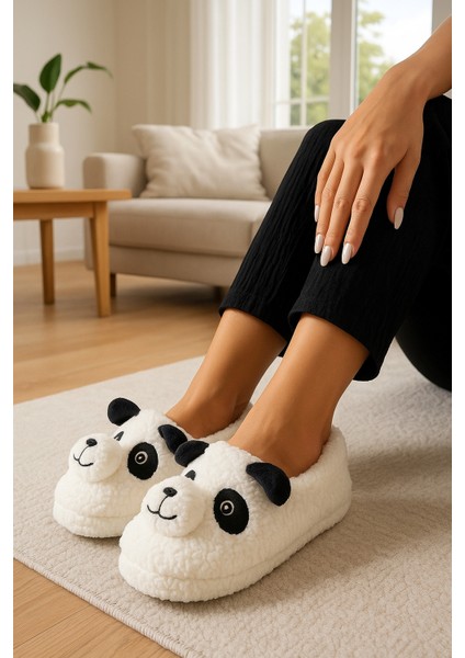 Kuzu Figürlü Kadın Yumuşak Ev Terliği Peluş, Kaydırmaz, Sevimli