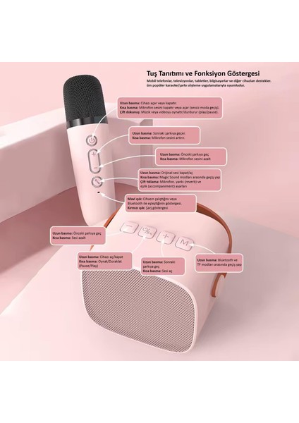 BK-320 Mikrofonlu Bluetooth Hoparlör - Pembe fiyatları