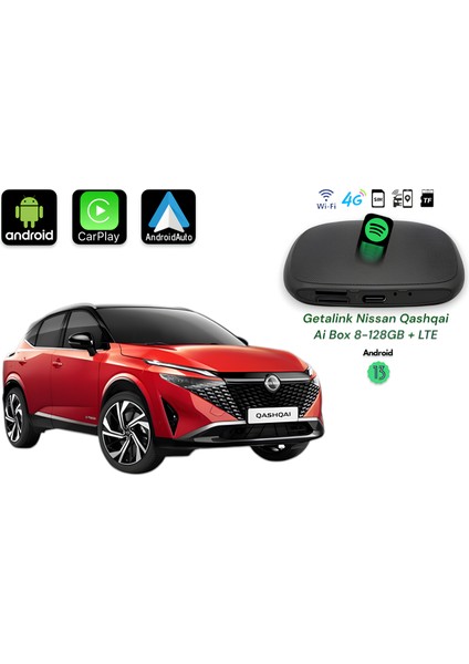 Nissan Qashqai 3in1 8-128GB Ai Box Hareket Halinde Video Izleme Youtube + Netflix + ANDROID13 + Lte