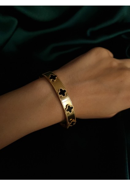 Siyah Van Cleef Gold Renk 316L Paslanmaz Çelik Kelepçe indirimleri