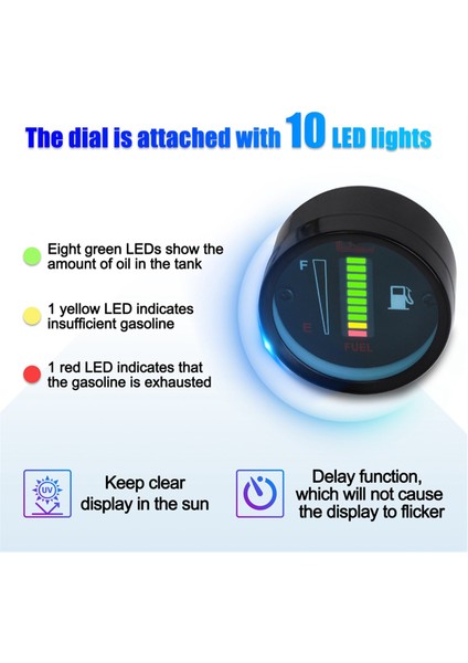 Yakıt Ölçer Göstergesi Göstergesi, Yakıt Ölçer Işaretçisi Evrensel Yakıt Tankı Ölçeri, 52MM 12V Yeşil LED Otomatik Motosiklet Tekne Için (Yurt Dışından) fiyatları