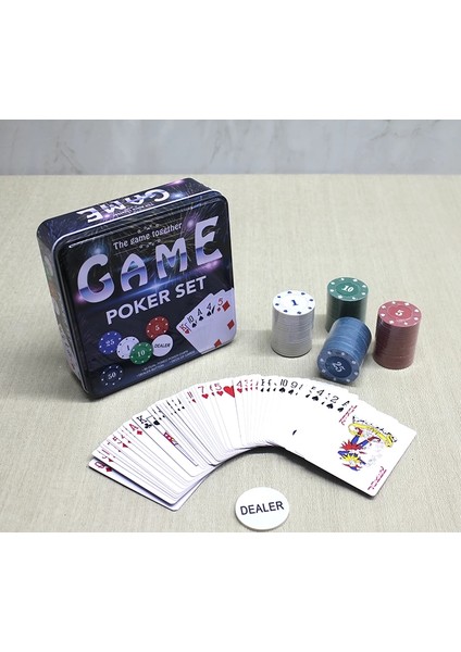 Metal Kutulu 80 Chip ve 1 Adet Iskambil Kağit Setine Sahip Poker Oyunu ALK3534