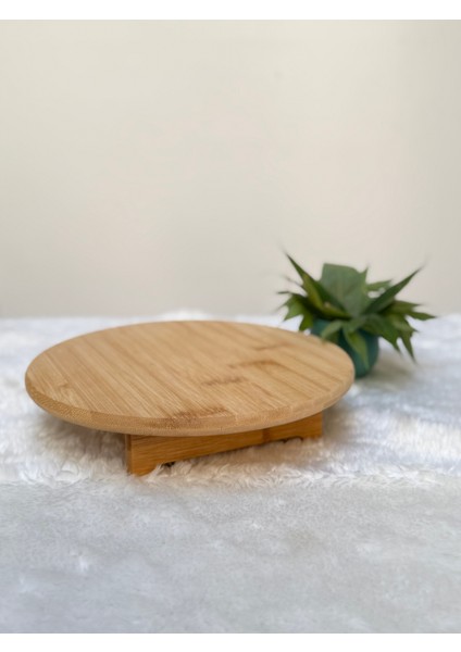 Yuvarlak Ayaklı Bambu Sunumluk