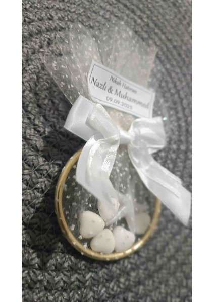 10 Adet | Halkada Kurdeleli ve Mıknatıslı Kalpli Nikah Şekeri Hediyeliği fiyatları