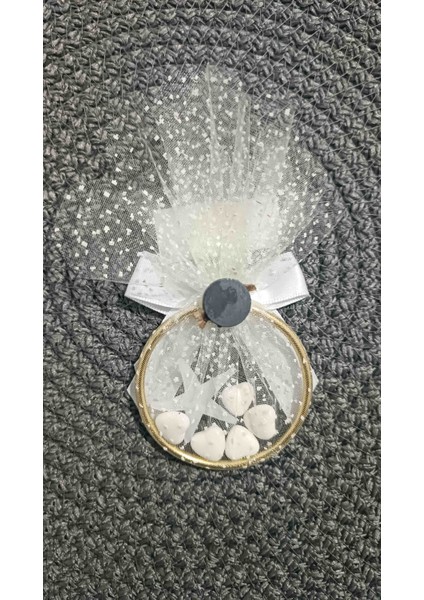 10 Adet | Halkada Kurdeleli ve Mıknatıslı Kalpli Nikah Şekeri Hediyeliği modelleri