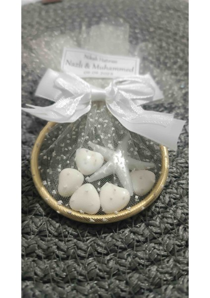 10 Adet | Halkada Kurdeleli ve Mıknatıslı Kalpli Nikah Şekeri Hediyeliği fırsatları