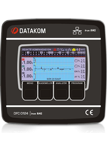 DFC-0124-TFT-24R-C-M ,144X144MM 3-Faz/24-Kademe Svc Reaktif Kontrol