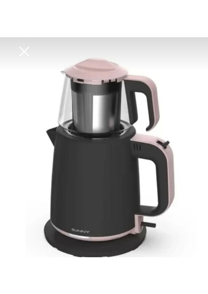 Pasha Çaycı Siyah/pembe, 2200W, Pratik ve Şık Çay Makinesi