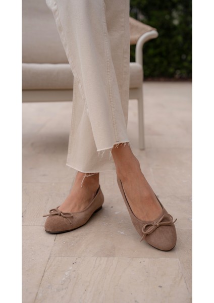 Zerbi Camel Süet Hakiki Deri Babet