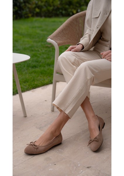 Zerbi Camel Süet Hakiki Deri Babet