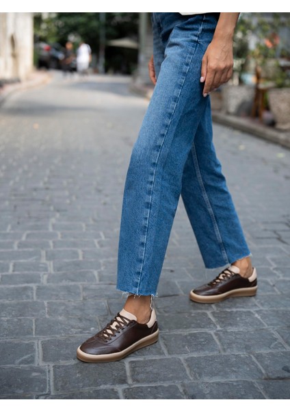 Kubo Kahve Hakiki Deri Kadın Spor Ayakkabi