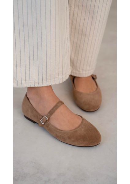 Kostas Camel Süet Hakiki Deri Babet