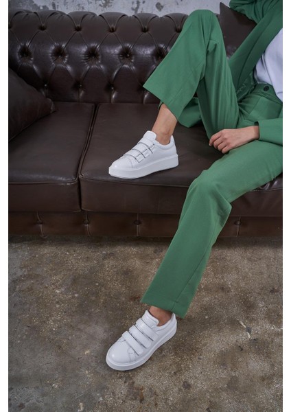 Hanna Beyaz Deri Hakiki Deri Kadın Spor Ayakkabi