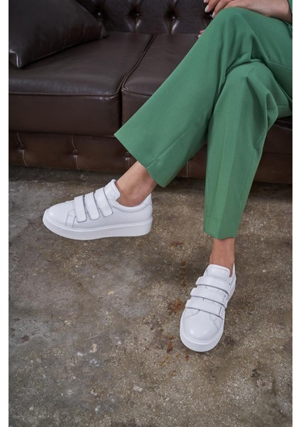 Hanna Beyaz Deri Hakiki Deri Kadın Spor Ayakkabi modelleri