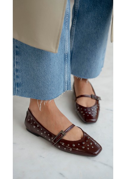 Kasius Bordo Rugan Hakiki Deri Babet modelleri