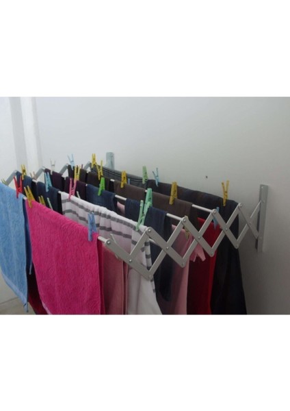 Katlanabilir Çamaşır Askısı, 100 Cm, 9 Çubuk, Beyaz Renk