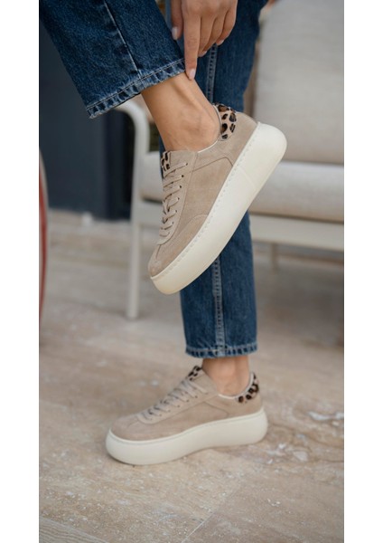 Baena Bej Süet Hakiki Deri Kadın Spor Ayakkabi fırsatları