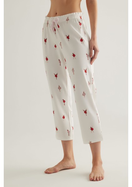 Kadın Pamuklu Kapri Pijama Altı