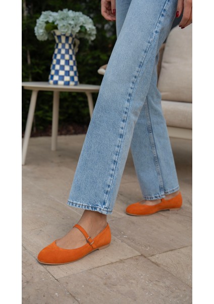 Kostas Turuncu Süet Hakiki Deri Babet modelleri