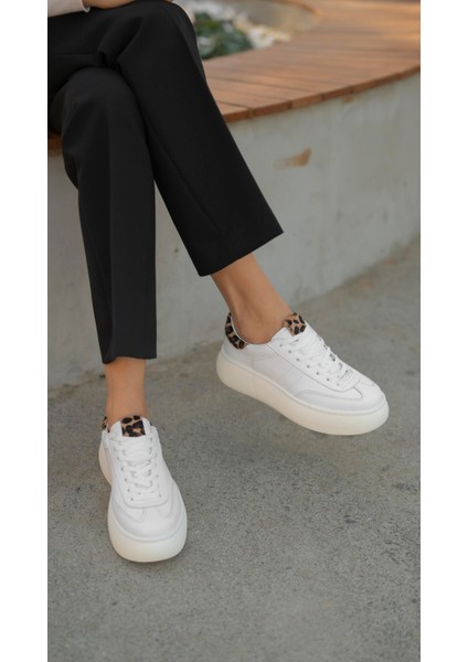 Baena Beyaz-Leopar Hakiki Deri Kadın Spor Ayakkabi fiyatları