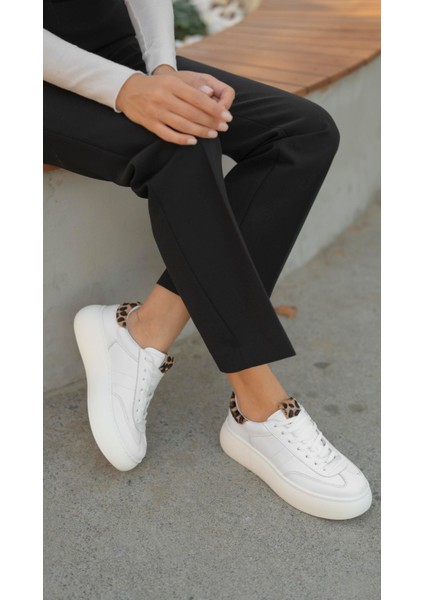 Baena Beyaz-Leopar Hakiki Deri Kadın Spor Ayakkabi fırsatları