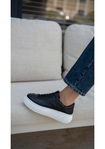 Baena Siyah Hakiki Deri Kadın Spor Ayakkabi modelleri