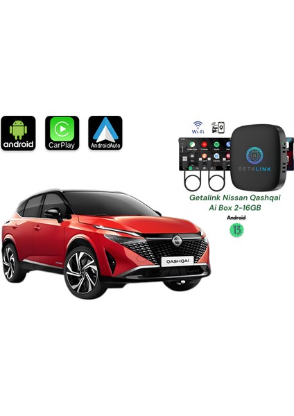 Nissan Qashqai 3in1 2-16GB Ai Box Hareket Halinde Video Izleme Youtube + Netflix + ANDROID13