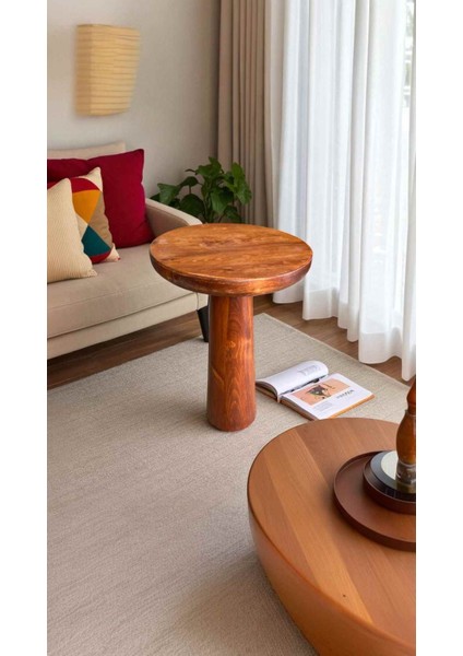 Tekli Doğal Ahşap Mantar Sehpa – Fındık Renk Yan Sehpa fiyatları