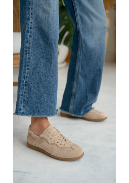 Solomon Bej Süet Hakiki Deri Kadın Spor Ayakkabi modelleri