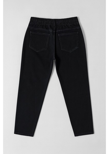 Kadın Yüksek Bel Beli Lastikli Antrasit Jean Pantolon fiyatları