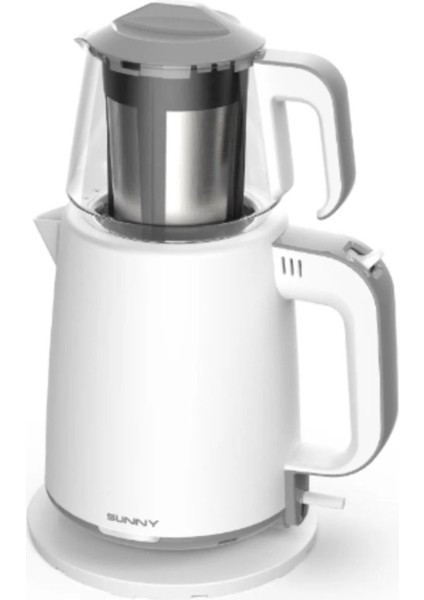 Pasha Beyaz/gri Çaycı 2200W, Şık ve Kullanışlı Elektrikli Çaycı