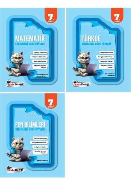 Kafadengi 2025 7. Sınıf Matematik + Türkçe + Fen Bilimleri Etkinlikli Ders Föyleri Seti 3 Kitap