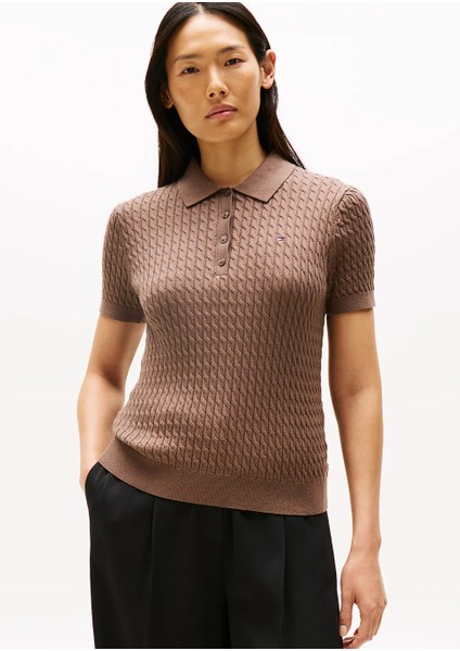 Th WW0WW41474 Co Cable Fıne Gg Polo S/s Kadın Tshirt fiyatları