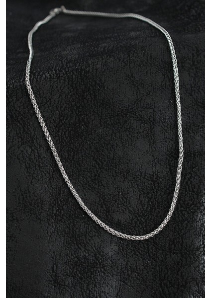 316L Çelik Örgü Zincir Model Gümüş Renk Erkek Kolye