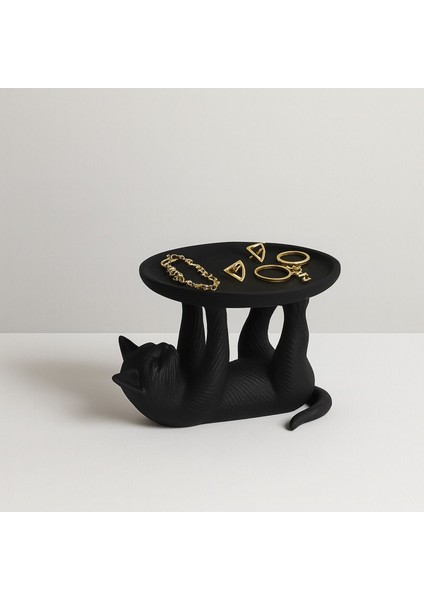 Kedi Figürlü Takı ve Makyaj Düzenleyici, Pla, Siyah, Minimal Organizer fiyatları